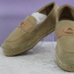 Coach Women’s Suede Espadrille Loafers Tan Beige Slip-On Shoes Size 7.5